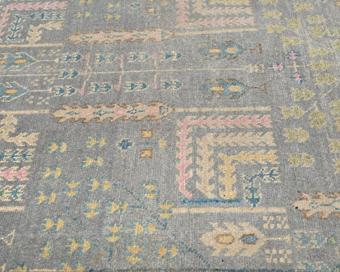 3x4 Gray Kuba Afghan Hand Knotted Wool Area Rug